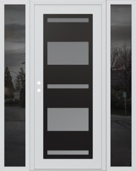 Diamond C10 60" x 80" white/white frosted Glass Panel black RHI with 2 Sidelites mirrored Glass