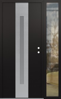 DIAMOND A2 52" X 80" BLACK/WHITE FROSTED GLASS PANEL STAINLESS STEEL LHI WITH SIDELITE CLEAR GLASS