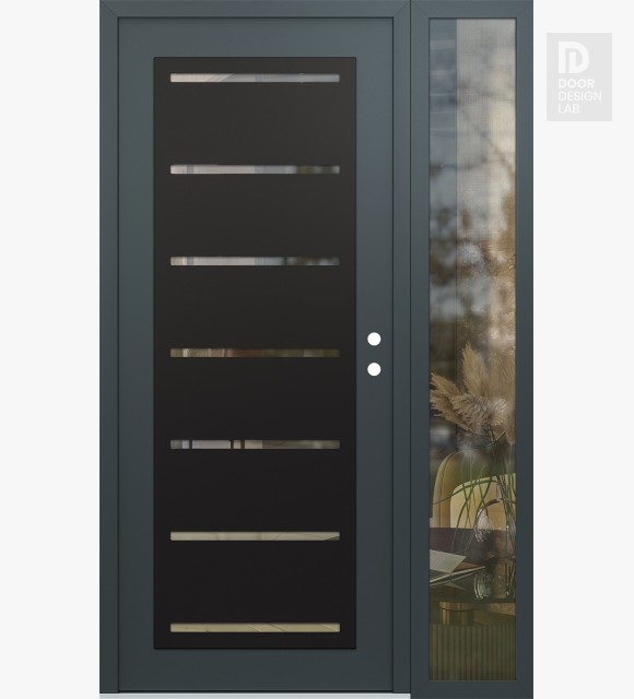 Modern Steel Front Door Diamond C11 50" x 80" anthracite/anthracite clear Glass Panel black LHI with Sidelite clear Glass