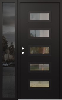 Diamond D1 50" x 80" black/black clear Glass Panel black RHI with Sidelite mirrored Glass