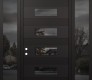 Modern Steel Front Door Diamond D5 68" x 96" black/black mirrored Glass Panel black RHI with 2 Sidelites and Transom mirrored Glass