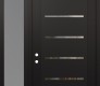 Modern Steel Front Door Diamond C11 50" x 96" black/black clear Glass Panel black RHI with Sidelite and Transom frosted Glass