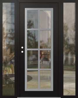 Diamond C16 68" x 80" black/black clear Glass Panel stainless steel RHI with 2 Sidelites clear Glass