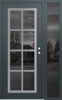 Diamond C16 48" x 80" anthracite/anthracite mirrored Glass Panel stainless steel LHI with Sidelite mirrored Glass