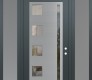 Modern Steel Front Door Diamond C3 60" x 96" anthracite/anthracite clear Glass Panel stainless steel LHI with 2 Sidelites and Transom frosted Glass
