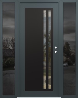 Diamond C6 68" x 80" anthracite/anthracite clear Glass Panel black LHI with 2 Sidelites mirrored Glass