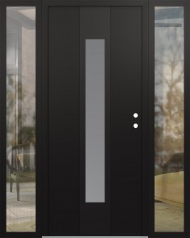 DIAMOND A1 64" X 80" BLACK/WHITE FROSTED GLASS PANEL BLACK LHI WITH 2 SIDELITES CLEAR GLASS