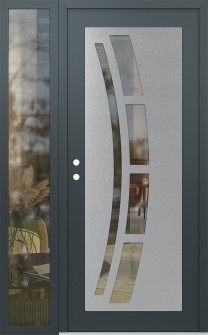 Diamond C12 52" x 80" anthracite/anthracite clear Glass Panel stainless steel RHI with Sidelite clear Glass