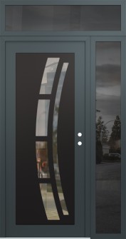 Diamond C12 48" x 96" anthracite/anthracite clear Glass Panel black LHI with Sidelite and Transom mirrored Glass