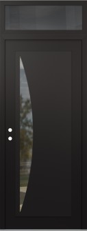 Diamond C13 36" x 96" black/black clear Glass Panel black RHI with Transom mirrored Glass