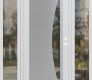 Modern Steel Front Door Diamond C13 60" x 80" white/white clear Glass Panel stainless steel LHI with 2 Sidelites clear Glass