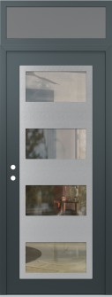 Diamond C2 36" x 96" anthracite/anthracite clear Glass Panel stainless steel RHI with Transom frosted Glass
