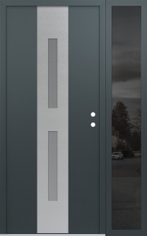 DIAMOND A6 52" X 80" ANTHRACITE/ANTHRACITE FROSTED GLASS PANEL STAINLESS STEEL LHI WITH SIDELITE MIRRORED GLASS