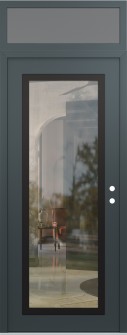 Diamond C1 36" x 96" anthracite/anthracite clear Glass Panel black LHI with Transom frosted Glass