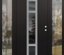 Modern Steel Front Door DIAMOND A9 64" X 80" BLACK/BLACK MIRRORED GLASS PANEL STAINLESS STEEL LHI WITH 2 SIDELITES CLEAR GLASS