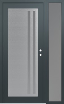 Diamond C6 52" x 80" anthracite/anthracite frosted Glass Panel stainless steel LHI with Sidelite frosted Glass
