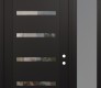 Modern Steel Front Door Diamond C7 50" x 96" black/black clear Glass Panel black LHI with Sidelite and Transom frosted Glass