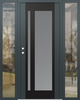 Diamond C15 60" x 80" anthracite/anthracite frosted Glass Panel black RHI with 2 Sidelites clear Glass