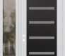 Modern Steel Front Door Diamond C7 50" x 96" white/white frosted Glass Panel black RHI with Sidelite and Transom clear Glass