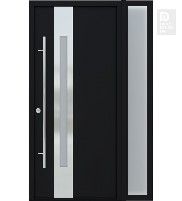MODERN FRONT STEEL DOOR ZEPHYR BLACK/WHITE 49 1/4" X 81 11/16" RHI + SIDELITE RIGHT