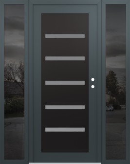 Diamond C7 60" x 80" anthracite/anthracite frosted Glass Panel black LHI with 2 Sidelites mirrored Glass