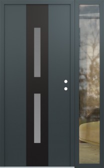 DIAMOND A6 50" X 80" ANTHRACITE/ANTHRACITE FROSTED GLASS PANEL BLACK LHI WITH SIDELITE CLEAR GLASS