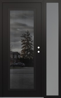 Diamond C1 52" x 80" black/black mirrored Glass Panel black LHI with Sidelite frosted Glass