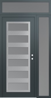Diamond C9 50" x 96" anthracite/anthracite frosted Glass Panel stainless steel LHI with Sidelite and Transom frosted Glass