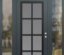 Modern Steel Front Door Diamond C16 60" x 96" anthracite/anthracite frosted Glass Panel black LHI with 2 Sidelites and Transom clear Glass
