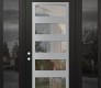 Modern Steel Front Door Diamond C9 68" x 96" black/black clear Glass Panel stainless steel RHI with 2 Sidelites and Transom mirrored Glass