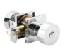 EMTEK ROUND KNOB WITH MODERN RECTANGULAR ROSETTE SINGLE CYLINDER 5123 POLISHED CHROME US26 for Steel Front Doors