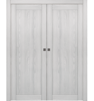 Shaker 1 Panel Ribeira Ash Double pocket doors