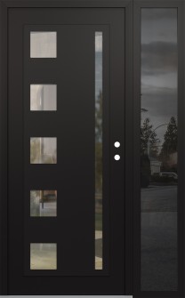 Diamond C3 48" x 80" black/black clear Glass Panel black LHI with Sidelite mirrored Glass