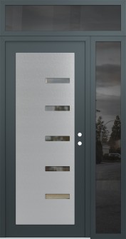 Diamond C8 52" x 96" anthracite/anthracite clear Glass Panel stainless steel LHI with Sidelite and Transom mirrored Glass