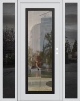 Diamond C1 68" x 80" white/white clear Glass Panel black LHI with 2 Sidelites mirrored Glass