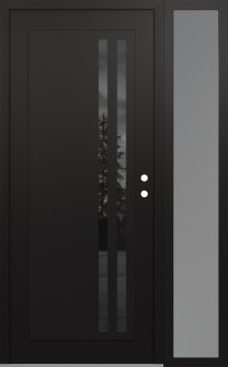 Diamond C6 48" x 80" black/black mirrored Glass Panel black LHI with Sidelite frosted Glass