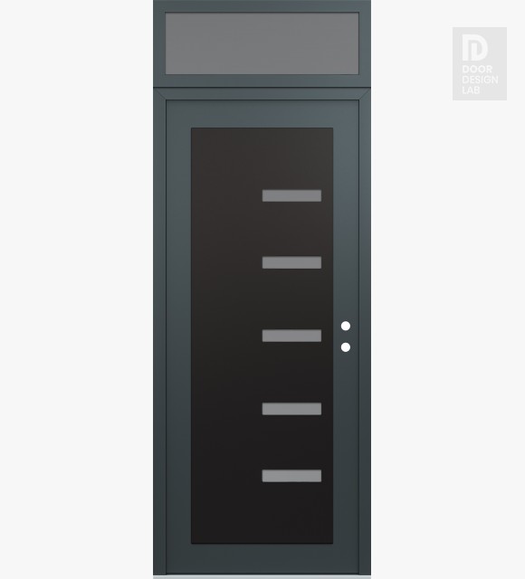 Modern Steel Front Door Diamond C8 36" x 96" anthracite/anthracite frosted Glass Panel black LHI with Transom frosted Glass