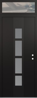 DIAMOND A10 36" X 96" BLACK/WHITE FROSTED GLASS PANEL BLACK LHI WITH TRANSOM CLEAR GLASS