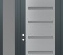 Modern Steel Front Door Diamond C7 52" x 96" anthracite/anthracite frosted Glass Panel stainless steel RHI with Sidelite and Transom frosted Glass
