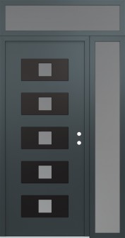 Diamond D8 48" x 96" anthracite/anthracite frosted Glass Panel black LHI with Sidelite and Transom frosted Glass