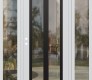 Modern Steel Front Door Diamond C14 60" x 80" white/white clear Glass Panel black RHI with 2 Sidelites clear Glass