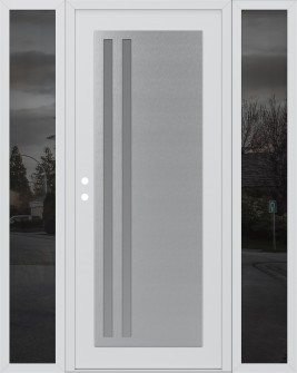 Diamond C6 64" x 80" white/white frosted Glass Panel stainless steel RHI with 2 Sidelites mirrored Glass
