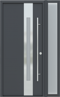 MODERN FRONT STEEL DOOR ZEPHYR ANTRACIT/WHITE 49 1/4" X 81 11/16" LHI + SIDELITE RIGHT