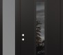 Modern Steel Front Door DIAMOND A11 50" X 96" BLACK/BLACK MIRRORED GLASS PANEL BLACK RHI WITH SIDELITE AND TRANSOM FROSTED GLASS