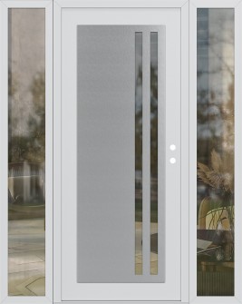 Diamond C6 60" x 80" white/white clear Glass Panel stainless steel LHI with 2 Sidelites clear Glass