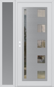 Diamond C3 52" x 80" white/white clear Glass Panel stainless steel RHI with Sidelite frosted Glass