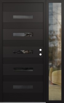 Diamond D9 52" x 80" black/black mirrored Glass Panel black LHI with Sidelite clear Glass