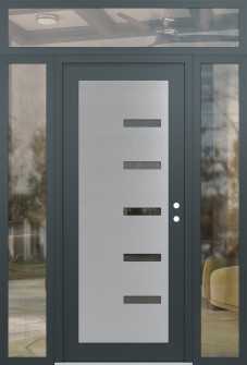 Diamond C8 68" x 96" anthracite/anthracite mirrored Glass Panel stainless steel LHI with 2 Sidelites and Transom clear Glass