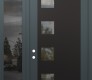 Modern Steel Front Door Diamond C5 48" x 96" anthracite/anthracite clear Glass Panel black RHI with Sidelite and Transom mirrored Glass