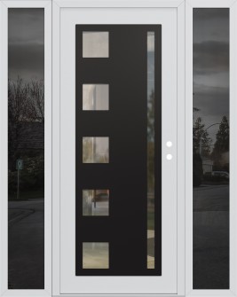 Diamond C3 64" x 80" white/white clear Glass Panel black LHI with 2 Sidelites mirrored Glass